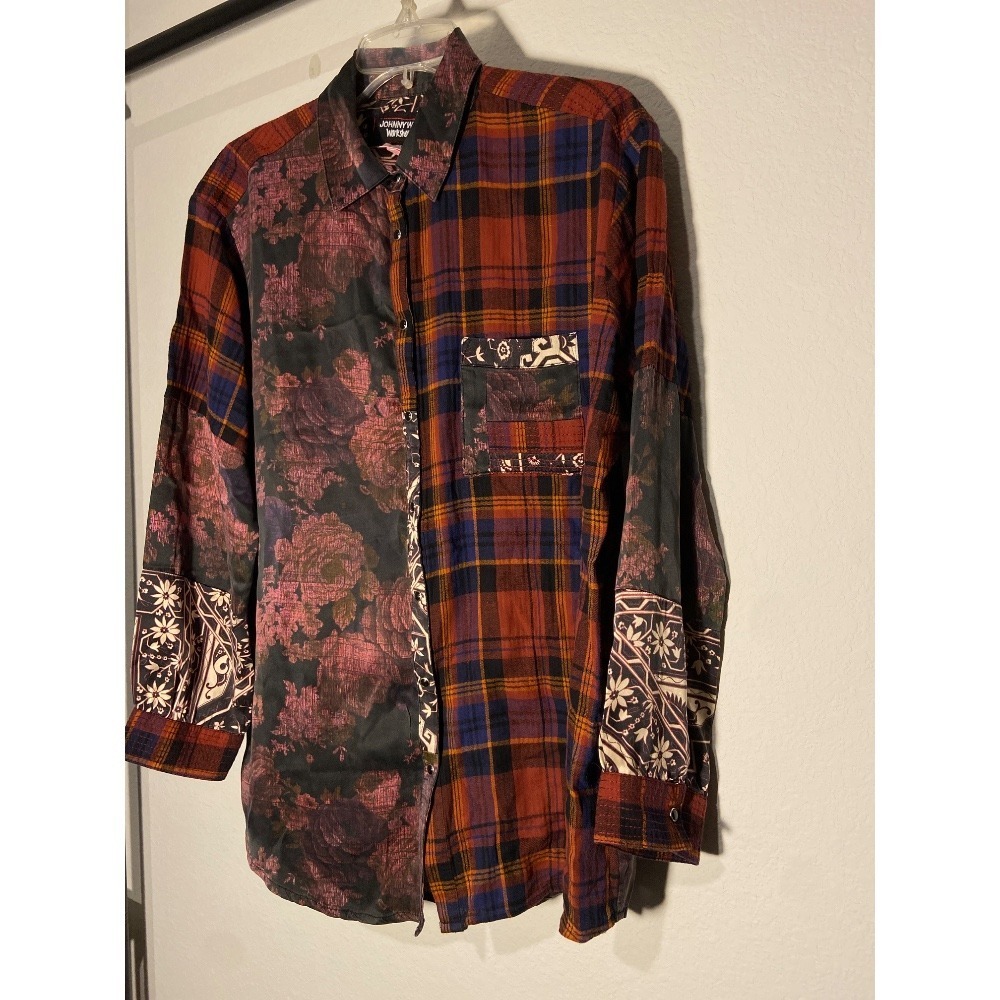 Johnny Was Workshop Patchwork Flannel Button Up F… - image 3